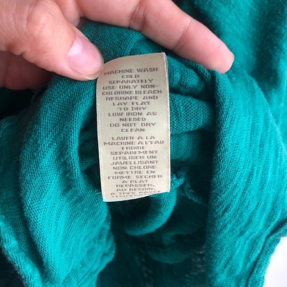 Anthropologie Deletta Emerald Green Button Up Cinch Drawstring Waist Top Medium - Picture 5 of 9
